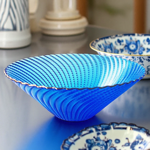 2026 New Model Blue Glass Fruit Salad Bowl, Cold Dish Plate, Small Dish, Exquisite Commercial Use, High-End Feel, High Aesthetic Value 2026 New Model Blue Glass Fruit Salad Bowl, Cold Dish Plate, Small Dish, Exquisite Commercial Use, High-End Feel, High Aesthetic Value