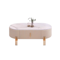 Light luxury slate coffee table TV cabinet oval simple modern living room home small apartment Nordic TV cabinet combination