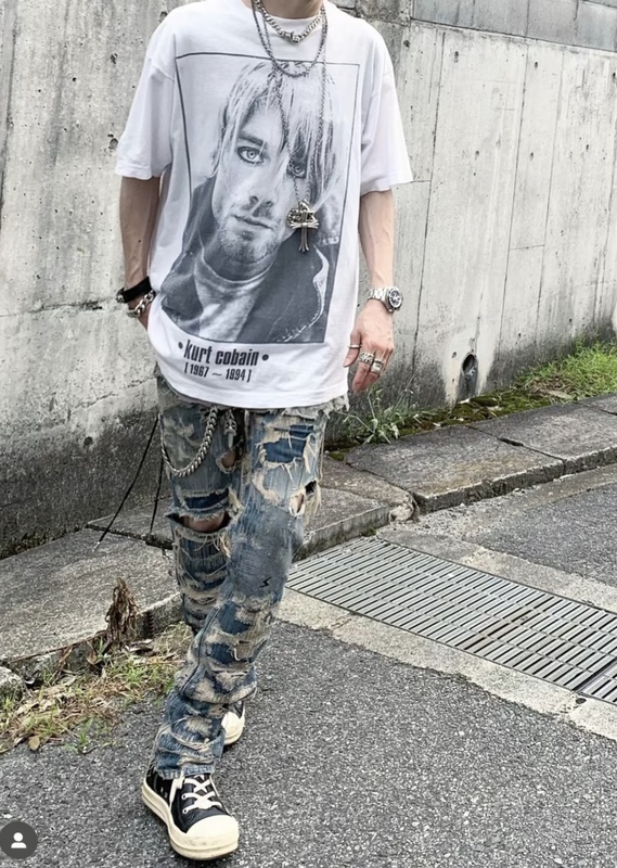In Stock! Small Neckline! Junjie Vintage 90S Kurt Cobain Short-Sleeve Shirt, Short and Loose Fit, Cleanfit