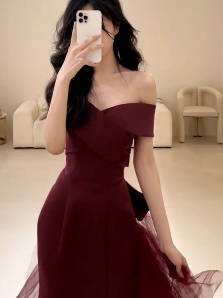 Evening dress for bride, burgundy elegant elite tube top Evening dress for bride, burgundy elegant elite tube top