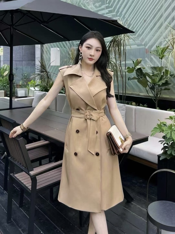 Retro Double-Breasted Lapel Sleeveless Lace-Up Waist-Cinching Mid-Length Elegant and High-End Vest-Style Slimming and Elegant Dress Retro Double-Breasted Lapel Sleeveless Lace-Up Waist-Cinching Mid-Length Elegant and High-End Vest-Style Slimming and Elegant Dress