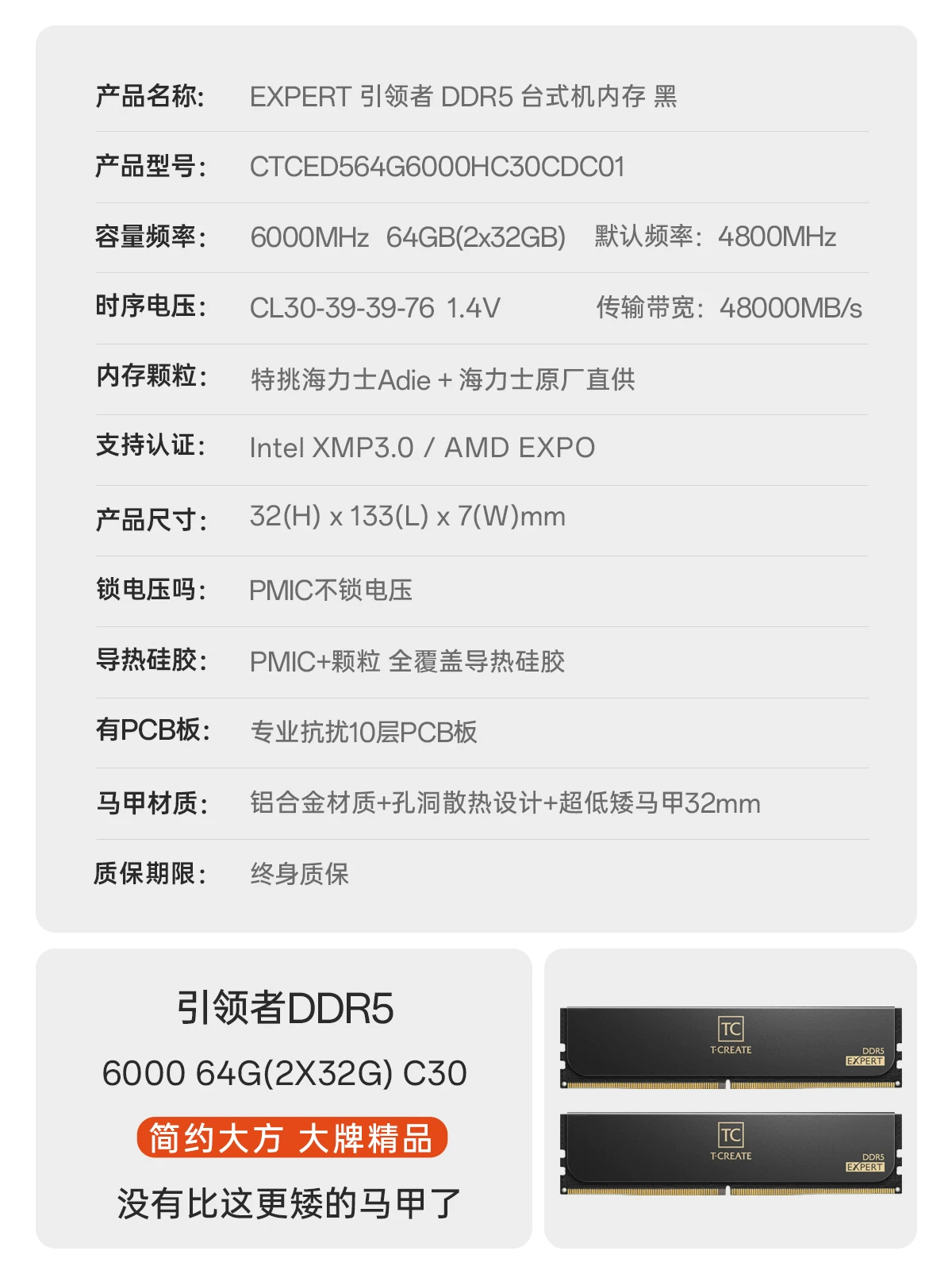 Team Group DDR5 memory 6000MHz Hynix desktop memory 64GB dwarf