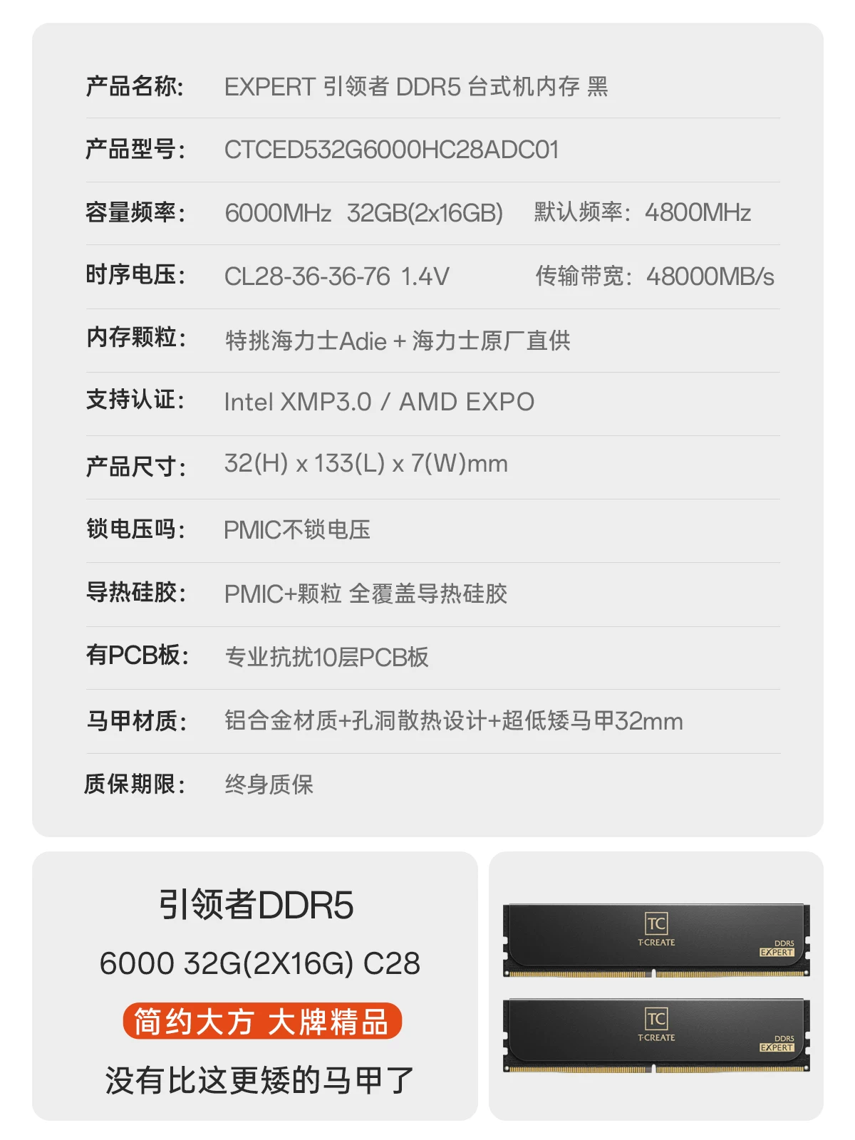 Team Group DDR5 memory 6000MHz Hynix desktop memory 64GB dwarf