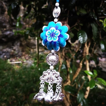 Youzhou Miao embroidery new embroidery ornaments wind chimes peach blossom seedlings silver car hanging ethnic style ornaments