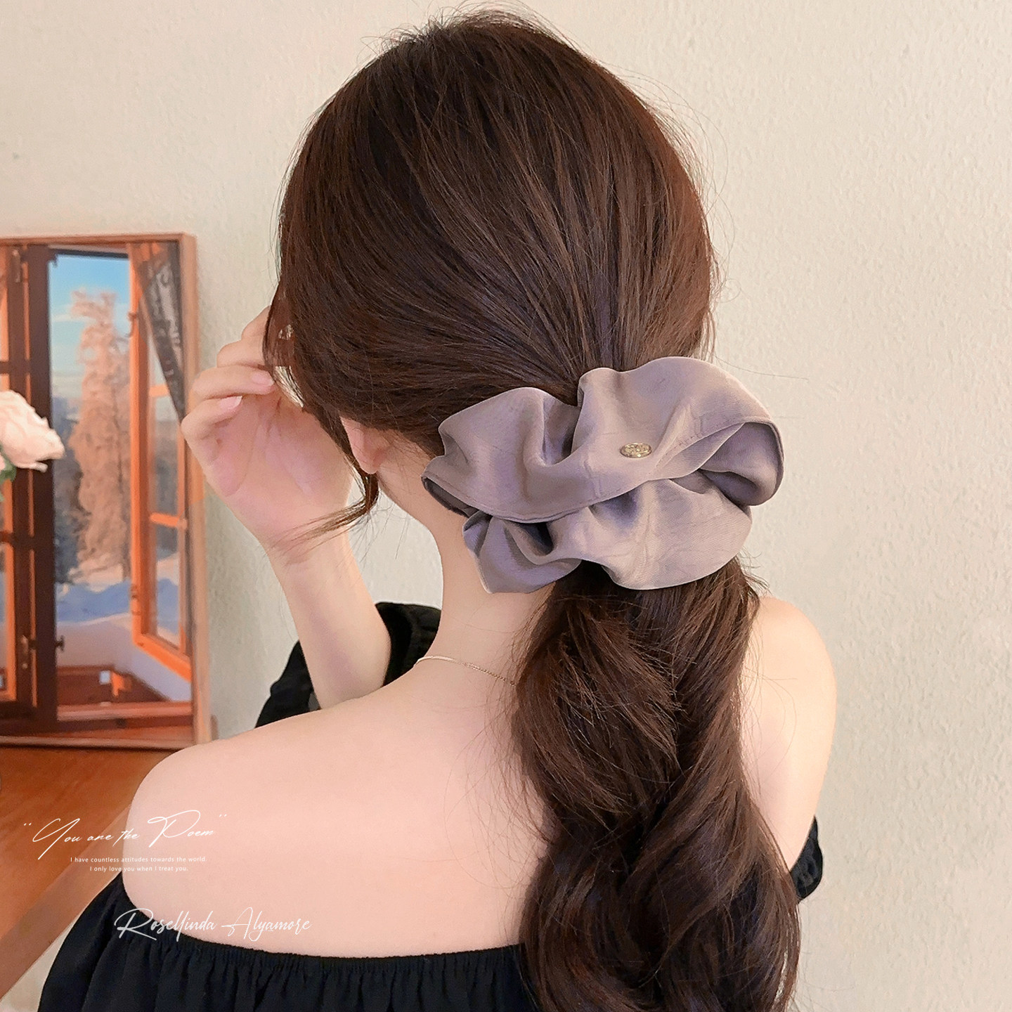 Extra-Large Satin Scrunchie 2025 Trendy Hair Tie That Doesn'T Pull on Hair and Leaves No Marks, Korean Style Atmospheric Hair Accessory
