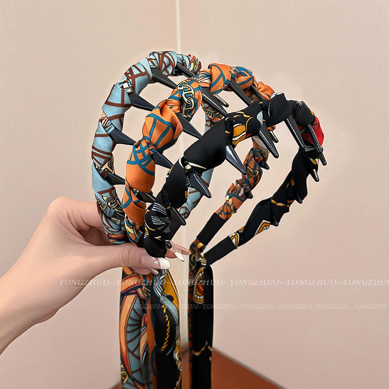 Retro Ribbon Headband with Integrated Braided Hair, Women's 2025 New Style High Cranial Top Hairband for Daily Wear