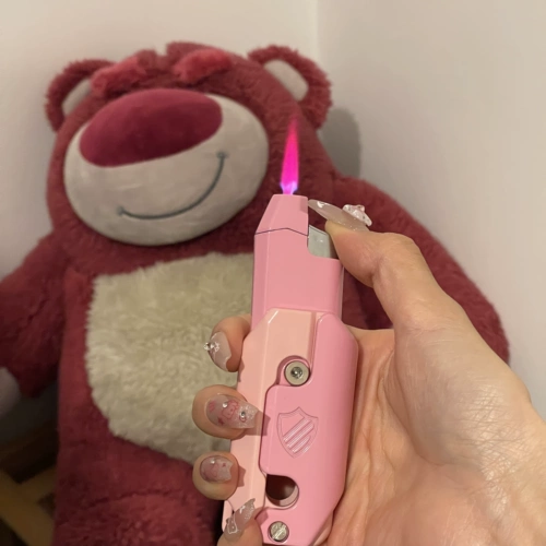 Мультяшная ветрозащитная розовая милая зажигалка, градиент