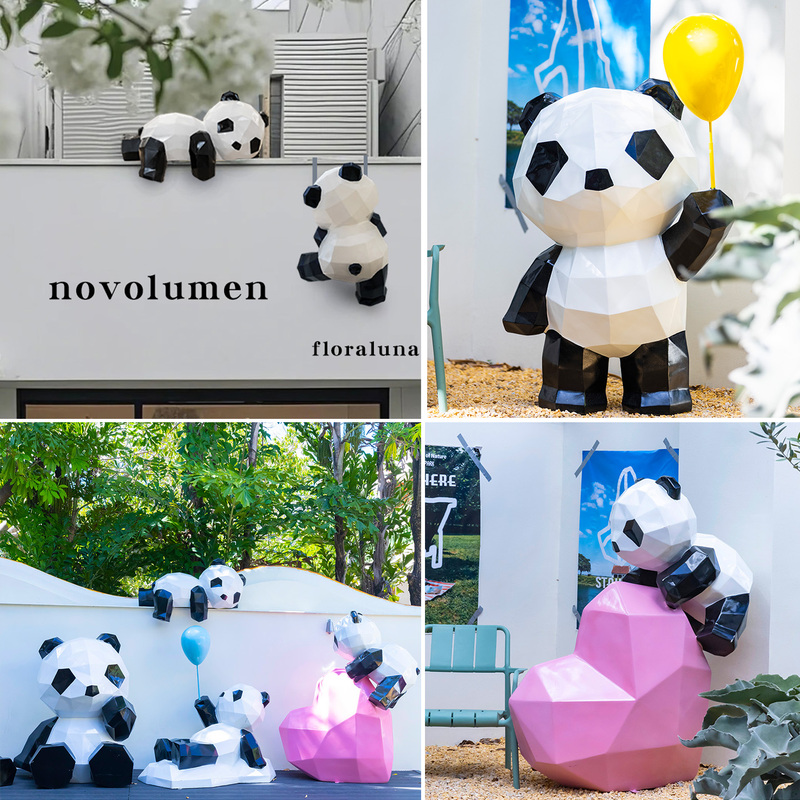 Chengdu Ifm Popular Instagrammable Fiberglass Geometric Wall-Climbing Panda Sculpture Shop Front Decoration Hanging Ornament Chengdu Ifm Popular Instagrammable Fiberglass Geometric Wall-Climbing Panda Sculpture Shop Front Decoration Hanging Ornament
