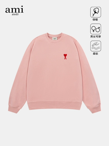 Официальная толстовка Ami AIEDR, базовая вышитая круглая шея для мужчин и женщин Американская высокая улица вершины