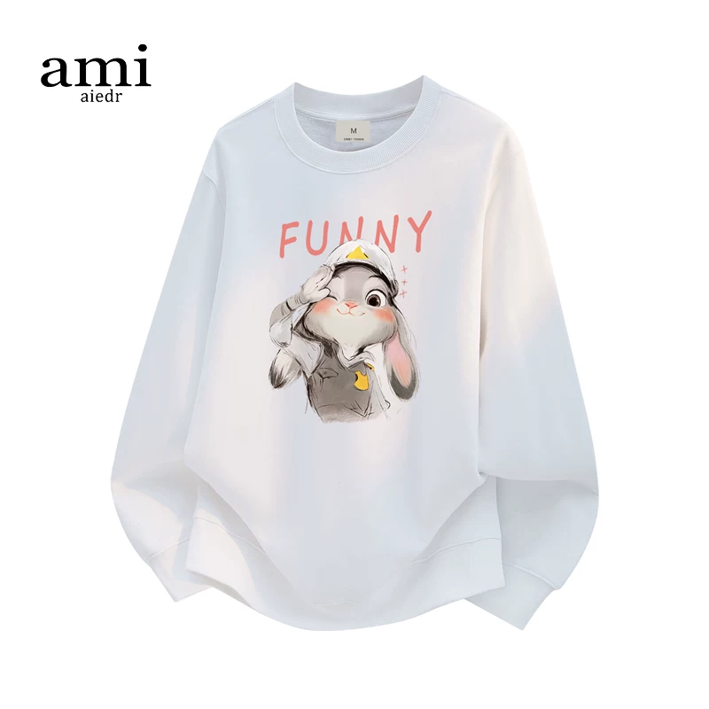 Ami aiedr official Zootopia co-branded Nick Judy cartoon print couple sweatshirt crew neck top
