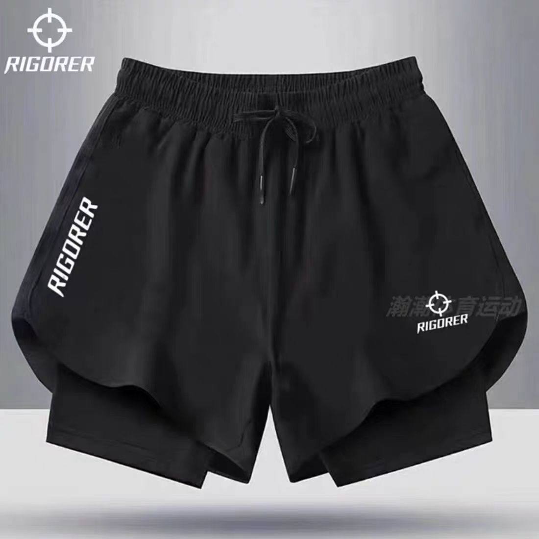 Перспективные быстросохнущие спортивные шорты мужские для марафонского бега, фитнеса, трехточечные шорты, искусственные двухсекционные плавки с защитой от пустоты