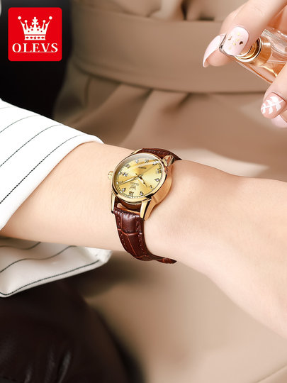 Oris Watch Women's Accessible Luxury Fashion Belt Style Gold Dial Waterproof Luminous Temperament Women's Watch Genuine New Style