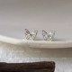 Zhuangzhou Mengdie S925 sterling silver needle inlaid colorful zirconium butterfly earrings ~ mini earrings and ear clips are super exquisite