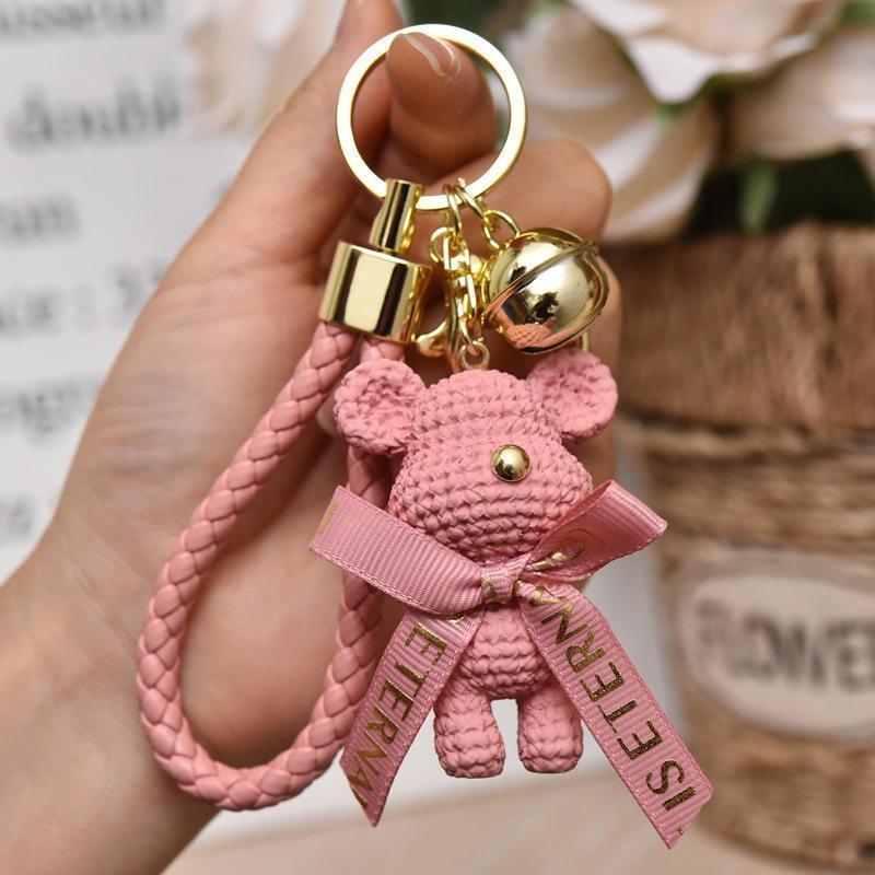 Woolen Bear Keychain Three-Dimensional Doll Backpack Pendant Female Cartoon Bear Car Key Chain Pendant Gift