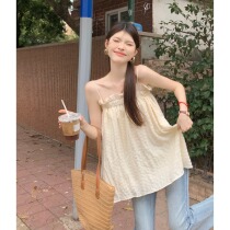 Gentle temperament one-shoulder camisole womens summer outerwear slimming chic design niche sleeveless top