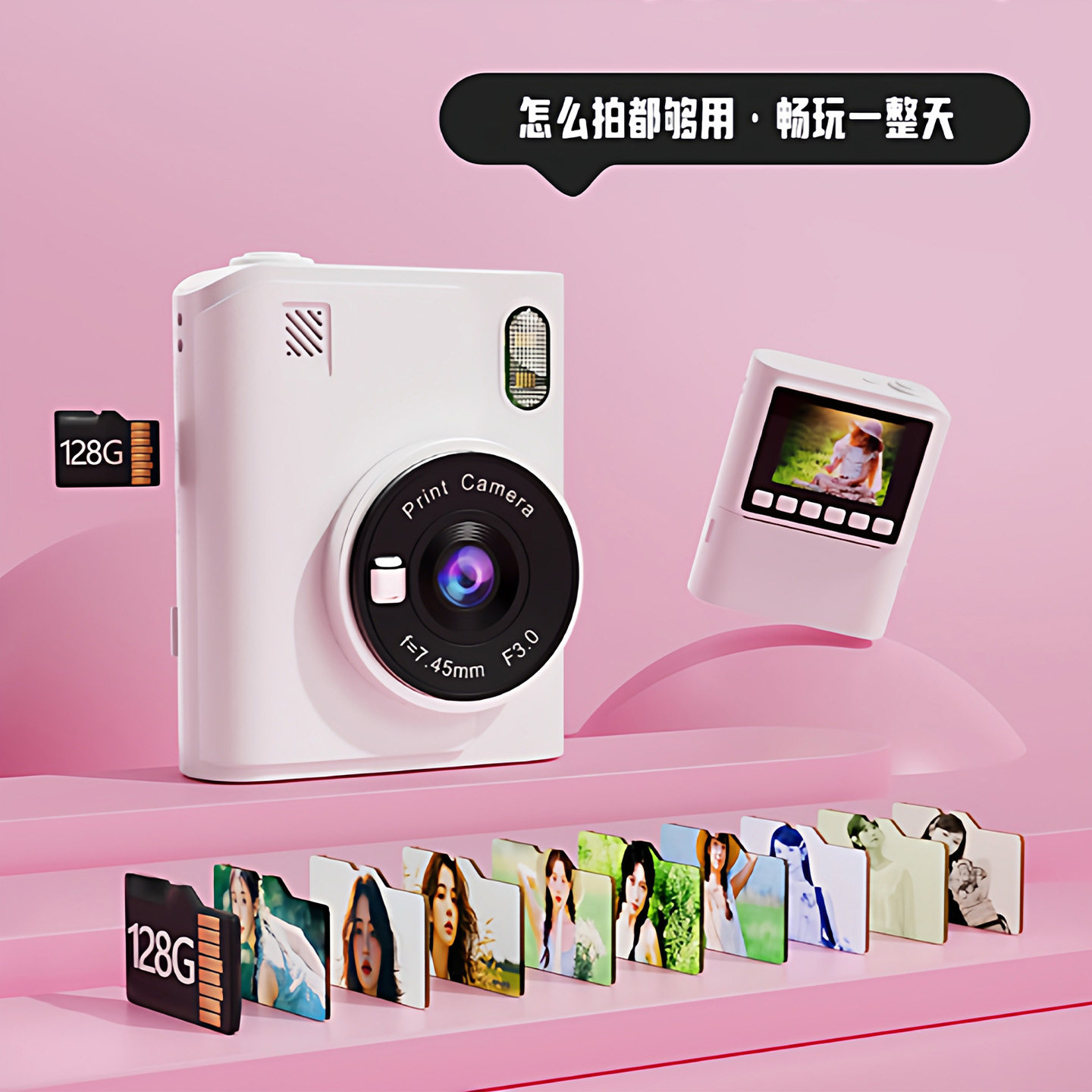 Children's Camera, Instant Photo Printer, Color Printer, High-Definition Camera That Can Take Photos and Videos, Birthday Gift, Girl's Toy