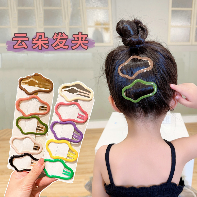 Children Hairpin Morandi Color Ensemble Hollowed-out Clips BB Clips Little Girl Temperament card Liu Hai word side clip-Taobao