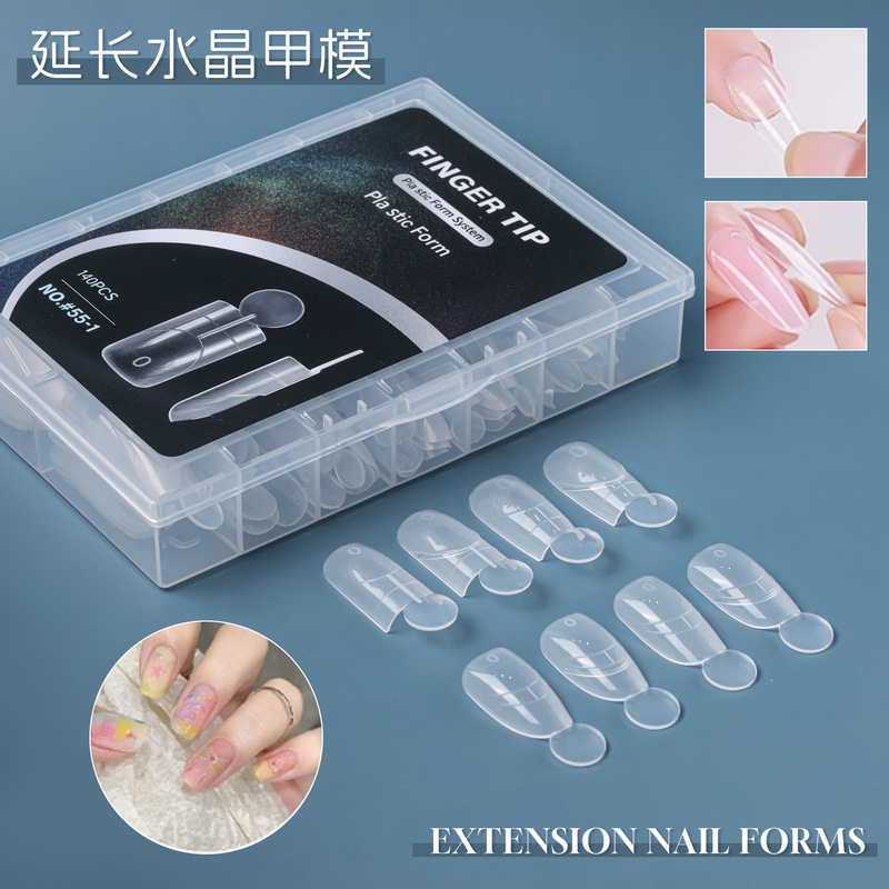 Monja Nail Art Crystal Extension Nail Film with Scale Transparent No-Paper Base Gel Free Construction Mold Quick Extension