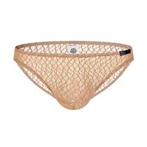 European size mens fine-eye mesh briefs fully transparent sexy underwear breathable hollow low-waist quick-drying high elastic B17