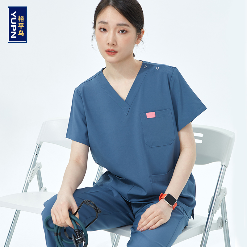 Yuping Bird 手洗い服 速乾性 伸縮性 手術着 手洗い服 レディース 半袖 手術室作業服 ドクター 長袖 メンズ