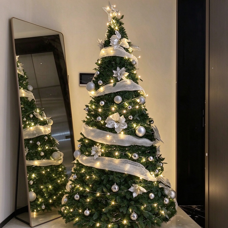 One-Pull Molding! Retractable and Foldable Christmas Tree Decorations, Living Room Luminous Ornaments, Festive Atmosphere Scene Arrangement