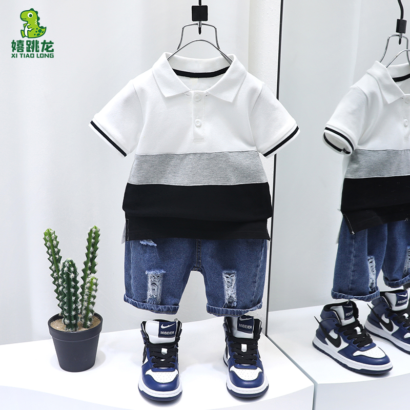 Boys short-sleeved suit 2022 summer new casual children's clothing baby children's clothes children's summer two-piece suit