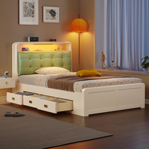 Solid wood childrens bed Nordic modern simple 1 2 meter side opening storage bed 1 5 meter single bed boy girl small bed