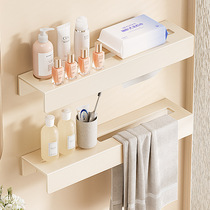 Cream-style white bathroom storage rack without punching bathroom toilet wall-mounted small size cosmetics storage rack