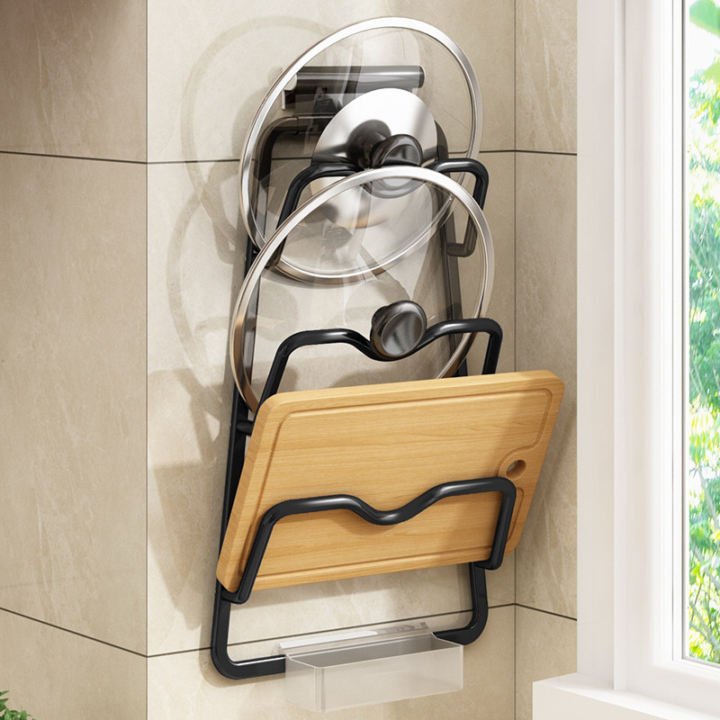 Kitchen punch-free chopping board sticky board pot cover rack placed wall-mounted cutting board chopping board storage shelf storage artifact