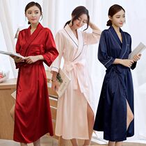 Nightgown female summer silk thin nightgown long pajamas spring and autumn ice silk summer bathrobe Bride wedding morning robe set