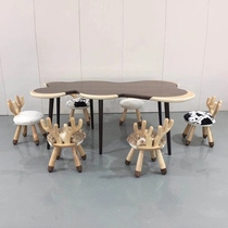 Creative cloud moon table solid wood peanut pea childrens table baby handmade learning small round table and chair water drop table