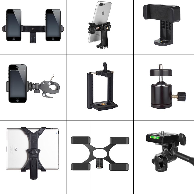 Common mobile live support mobile phone clamp head accessories double reservation camera tripod yuntai fixed base
