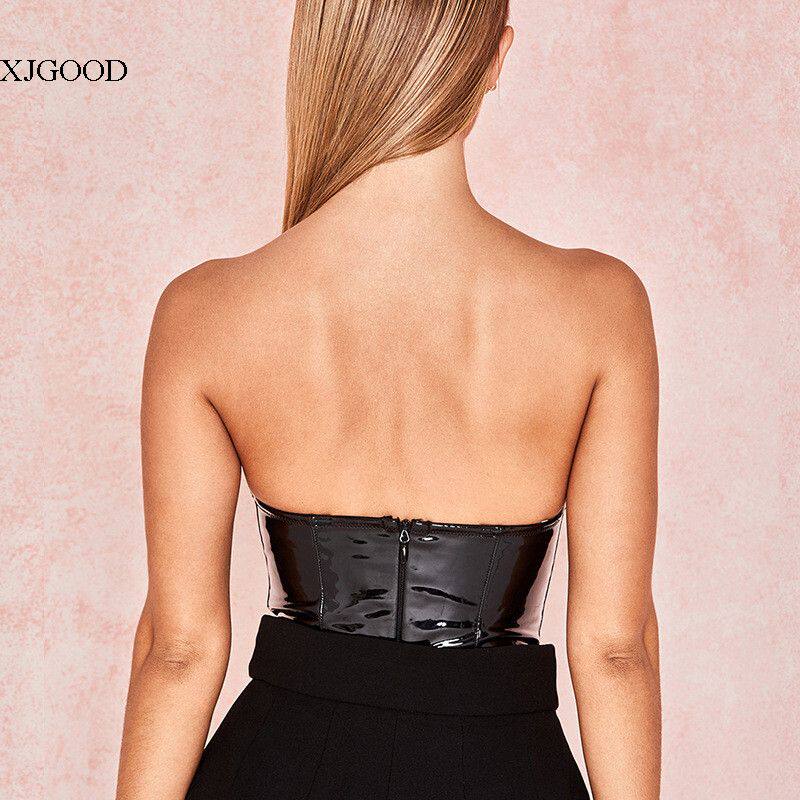 Sexy кожзаменитель Leather Tube Top Bodysuit мисс сексуальный кожзаменитель дикий бюстгальтер купальник 