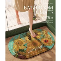 Oil Painting Wind Silicon Algae Mud Suction Pad Oil Painting Kieseltgeground Mat Bathroom Toilet Doorway Quick Dry Foot Mat Door Mat Anti