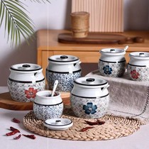 High Temperature Resistant Hot Oil Size Pig Oil Tank (Send Spoon) Day Style Ceramic Oil Splash Hot Tank Seasoned Jar Salt Jars Chili