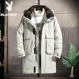 Playboy, мужской зимний пуховик, трендовая длинная универсальная куртка, коллекция 2021, в корейском стиле, средней длины, увеличенная толщина