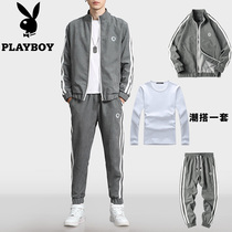 Playboy casual suit mens spring and autumn Korean version of the trend mens suit with handsome clothes three-piece suit
