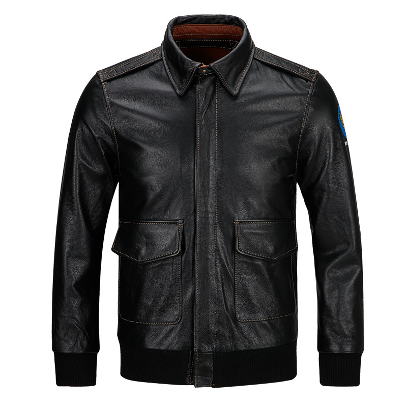 2019 autumn genuine leather jacket men's top layer cowhide youth lapel slim motorcycle leather jacket men's jacket jacket men's clothing