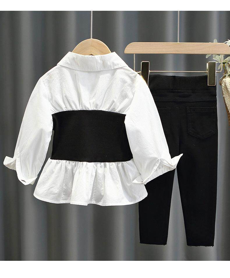 Single Children's Small Fragrance Suit 2022 Spring and Autumn Dress Girls' Western Style Shirt Baby Fashionable Temperament Two-piece Suit