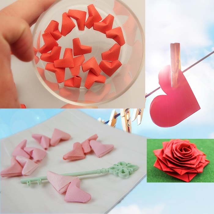 2cm wide three-dimensional small love small peach heart solid color big red pink DIY extra large star note origami 50 sheets a pack