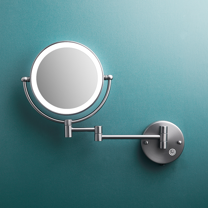 German Jeacrft Bathroom Vanity Mirror with Led Light, Rotating and Foldable Wall-Mounted Beauty Mirror, Hotel Retractable Dressing Mirror