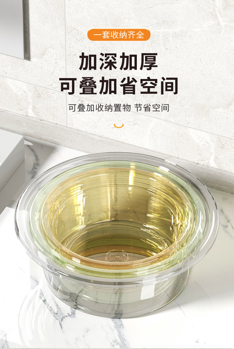 Биде 透明圆形洗脸盆家用大号塑料脸盆加厚厨房洗菜宿舍洗衣洗脚泡脚盆