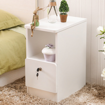 Mini small bedside table 25CM centimeter ultra narrow rounded corner cabinet storage bucket living room with lock bedside table