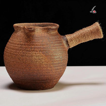 Yunnan Coarse Pottery Jars Pot Tea Cooking Tea Ware Northwest Full Handmade Retro Firewood Kiln Coal Burning up to Tea Jar Side