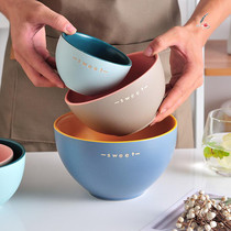 One person one color special bowl colorful to eat cute combined Nordic ceramic rice bowls single small bowl home noodle bowl
