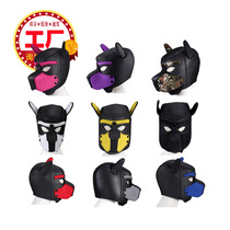Dog headgear for people wearing Halloween full-face removable opening props human-shaped dog headgear black cosplay equipment