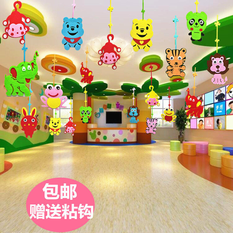 Kindergarten corridor pendant Classroom Creative pendant shop Amusement Park suspended ceiling decoration Cute panda monkey pendant
