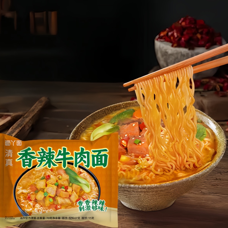 吃欢天香辣牛肉面10袋红烧牛肉面干吃拌面干脆面方便面泡面整箱