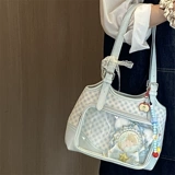 Qianyi волны боли ｜ Оригинальная голубая клетчатая мешка для боли на плече двойной закус