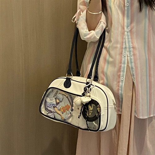 Белая бейсбольная небольшая сумка, сумка на одно плечо, студенческая юбка в складку, 10см